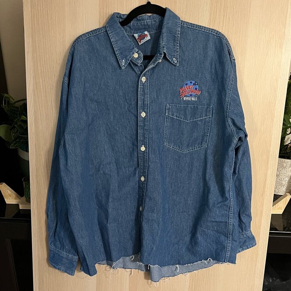 VINTAGE Planet Hollywood 90’s Button Down Jean Shirt
